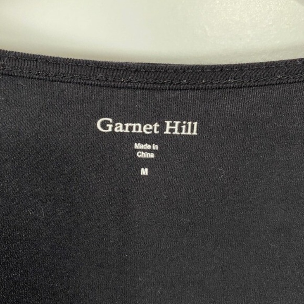 Garnet Hill‎ Womens Faux Wrap Cotton Blend Midid Dress sz S Black Preppy Comfort